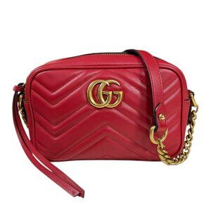 Gucci GG Marmont Shoulder Bag Leather Red